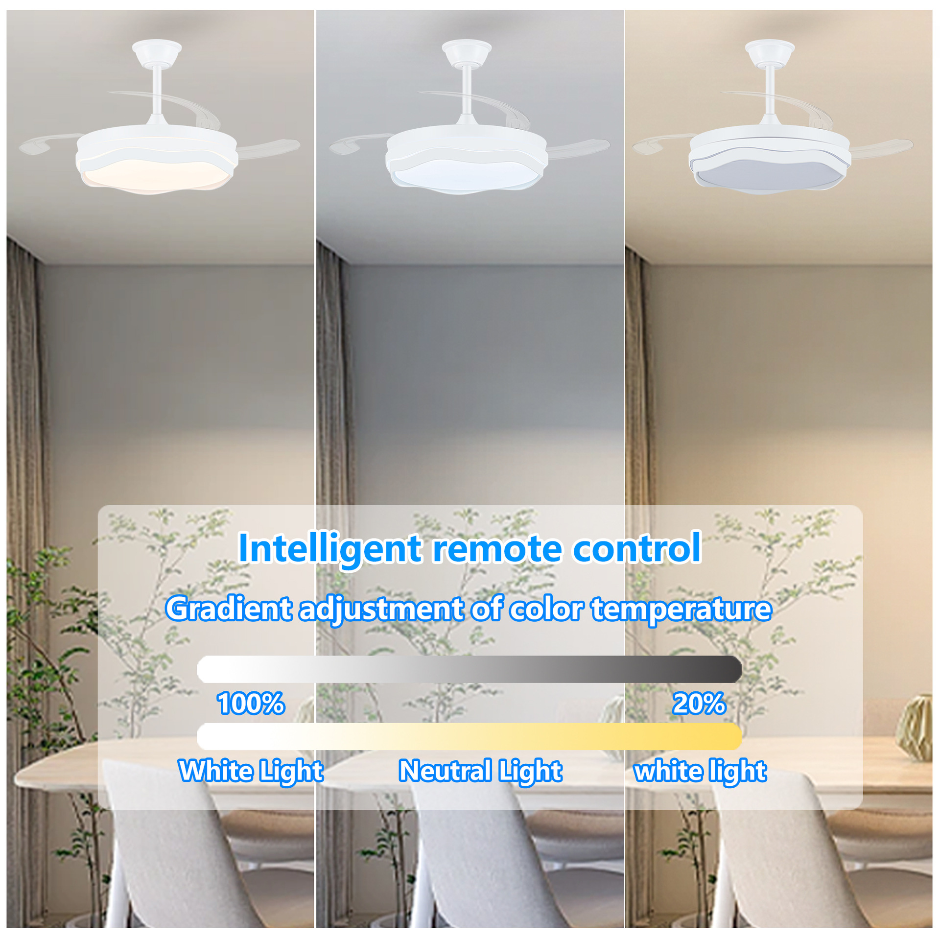 Modern air fan for living room, invisible electric ceiling lamp, new collection, light luxury style 3
