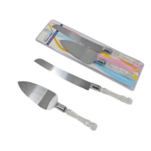 Factory Direct Sales Wedding Supplies Crystal Handle Cake Knife Shovel Pizza Triangle Shovel Bread Knife Cake Knife Set