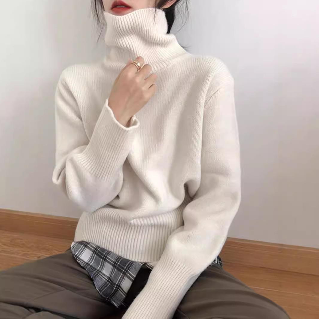 高品质秋冬新款加厚一体绒加厚毛衣内搭水貂绒半高领欧美风外穿女