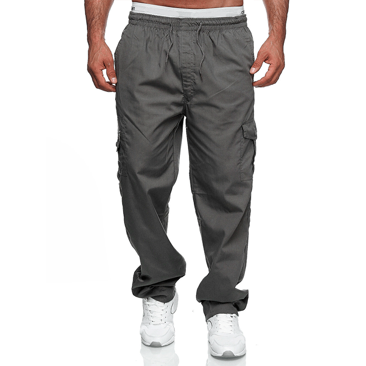 Men's Ebay Casual Multi-Flap Pocket Pants Loose Straight Cargo Pants Outdoor Pants Fitness Pants