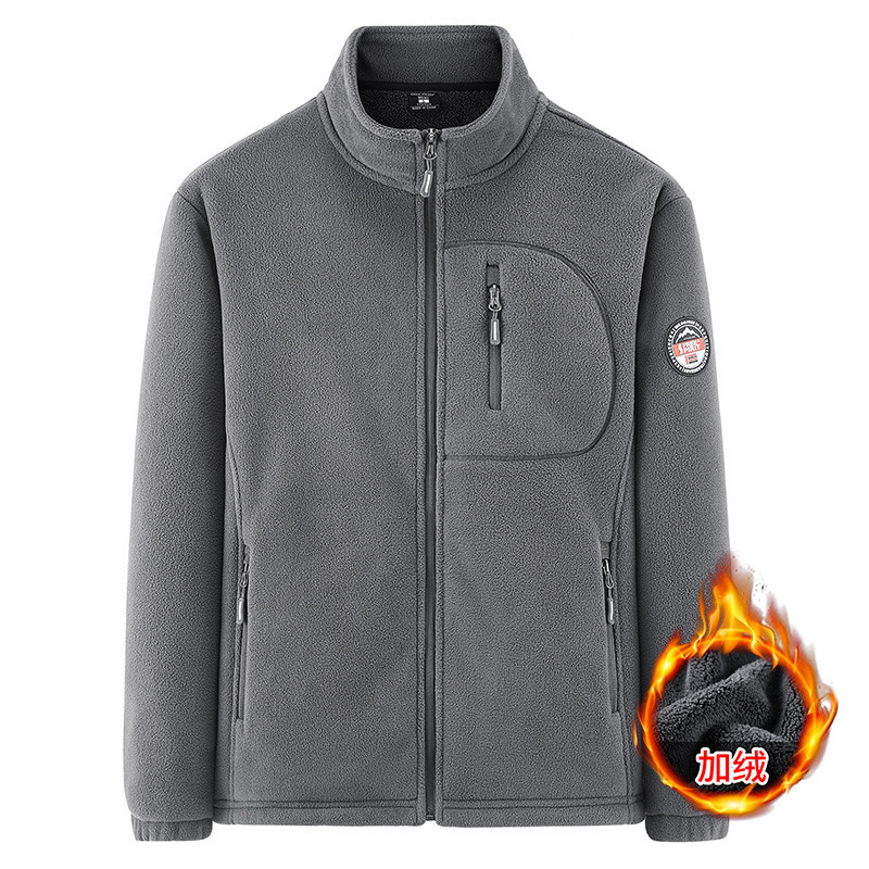 plus size 2024 new men's fleece jacket sports hooded sweater jacket fleece-lined assault jacket liner shake grain