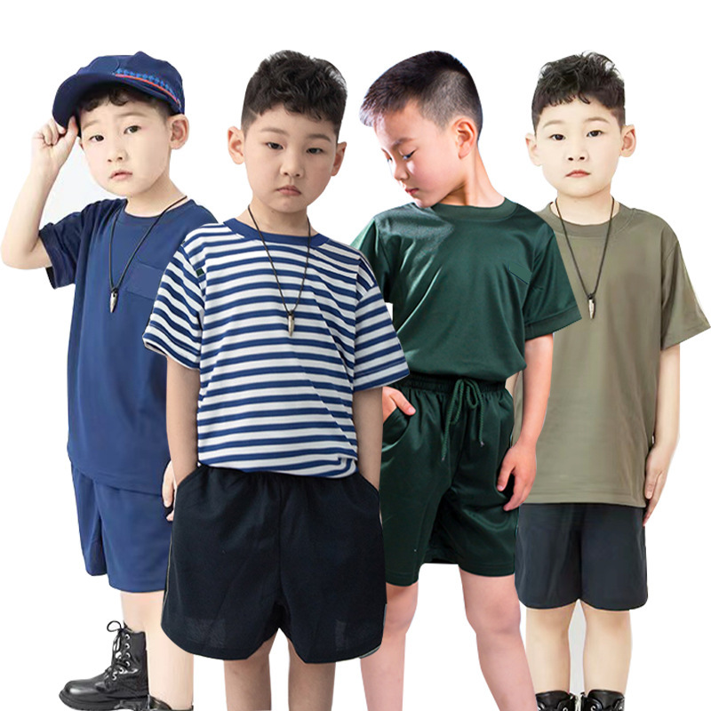 Lin Xia Children's Physical Fitness Clothing Short-sleeved suit Summer Camp Primary and Secondary School Students' Kindergarten Training Clothing Summer Quick-drying T