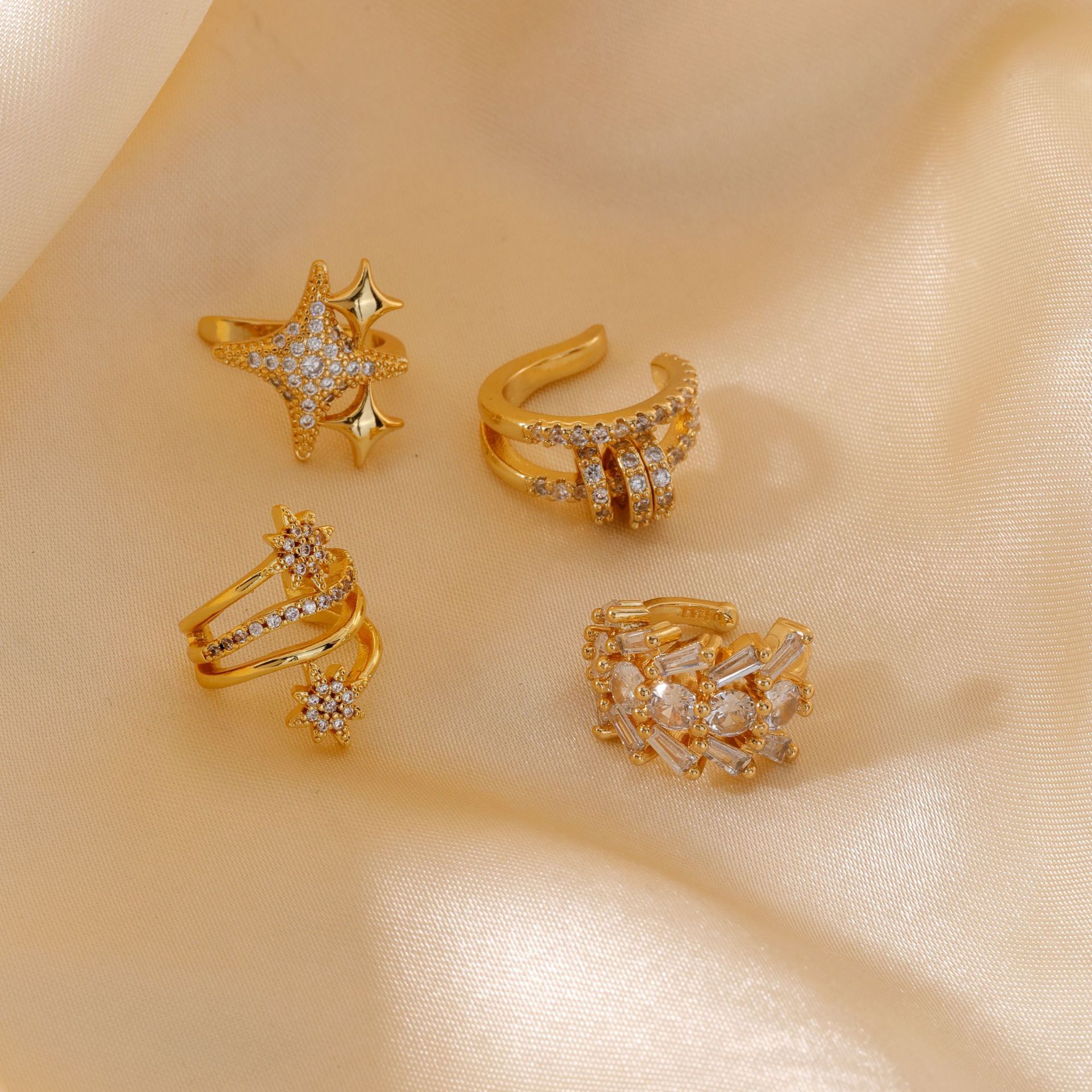 Ear Cuffs Classification 1 Piece Elegant Modern Style Geometric Star Copper Zircon Ear Cuffs