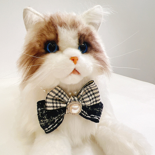 Korean high-end pet pearl necklace, small fragrant cat collar, cute dog collar, teddy necklace jewelry