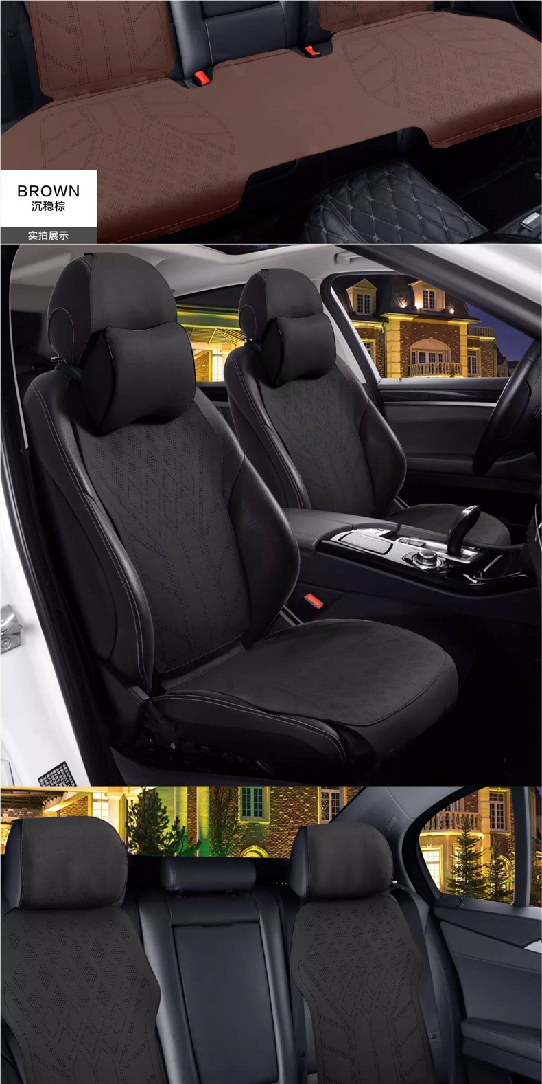 2026 Car Seat Cushion, Universal for All Seasons, Suede Leather Seat Pad, High-End Saddle Pad, Suede Seat Cover, Summer Slim Waist Design