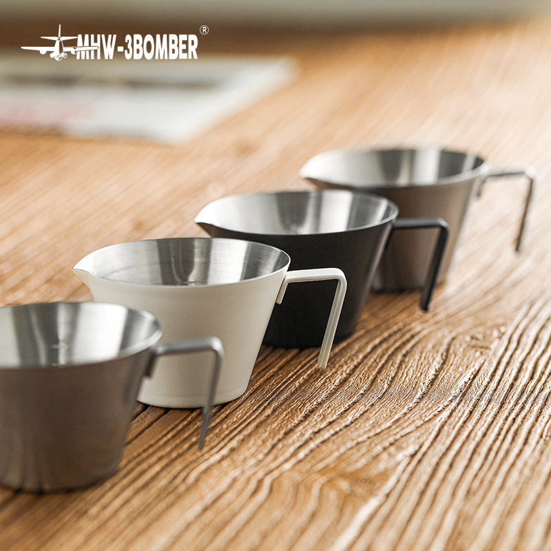 Bomber MHW espresso coffee measuring cup Zetian small measuring cup Italian scale Cup 100ml stainless steel pointed mouth