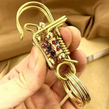 创意黄铜钥匙扣手工小鸟汽车钥匙链圈个性耳勺网红男女士高档礼品