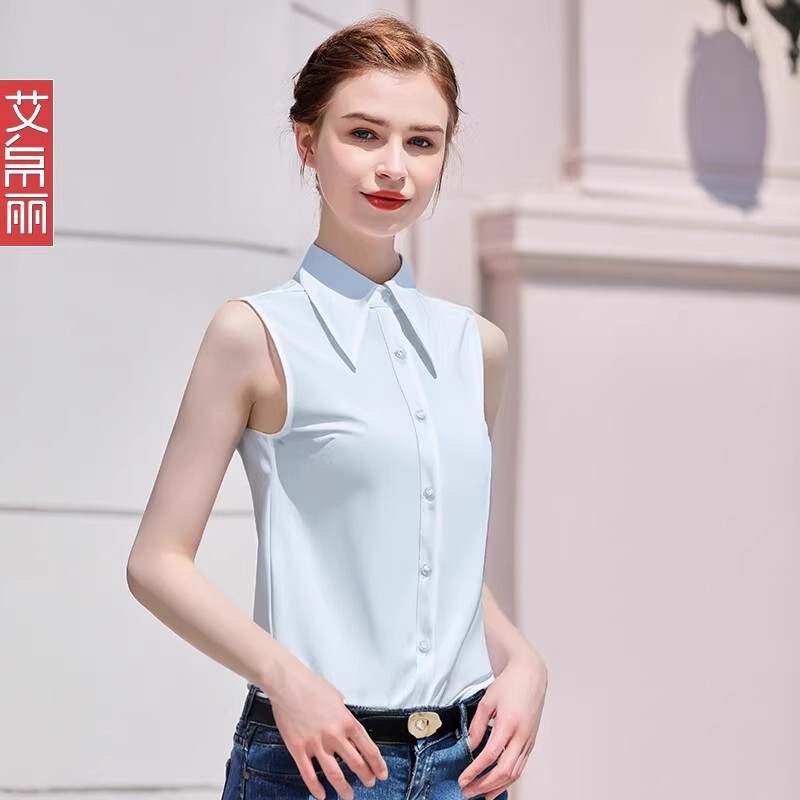 Ashi Large Pointed Collar Sleeveless Shirt Collar Women's Fake Collar Inner Vest Top Professional Base Layering High-End Feel