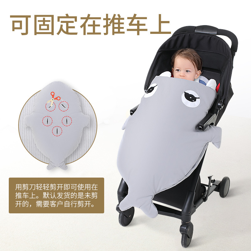 婴儿推车保暖脚套宝宝防踢被抱被冬季户外遛娃车防风脚罩鲨鱼睡袋