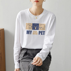 2024年秋物 純綿長袖Tシャツ レディース ゆったり 多彩なプリントTシャツ インナー トップス 女性服 卸売 トレンドスタイル