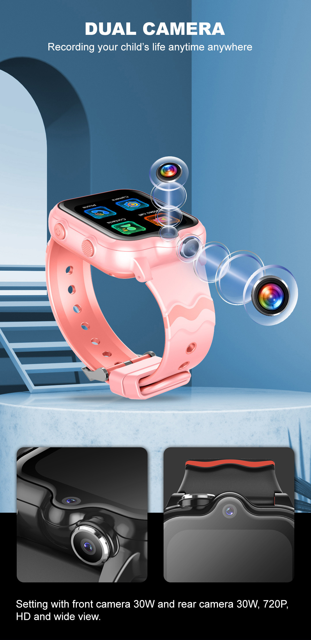 Cross-border D35 children's phone smartwatch, 4G video, GPS positioning, camera, waterproof, step counting, 900MAH, multi-language Application Scenario