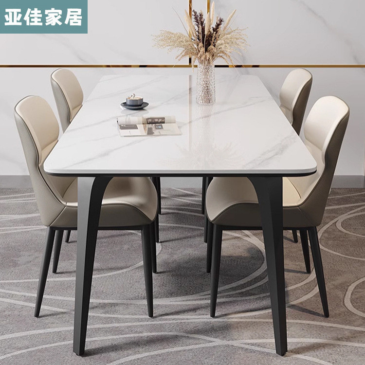 Scandinavian Slate Dining Table and Chair Combination 2025 New Home Small Apartment Italian Accessible Luxury Rectangular Marble Dining Table