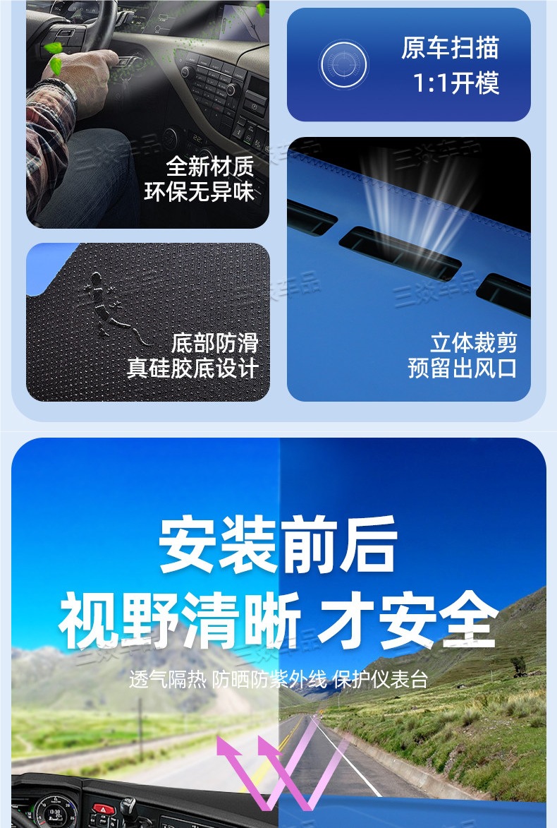 Sun Protection Mat for the Dashboard of Large Trucks, Sunshade Mat, Car Anti-Slip Mat, Workbench Front Console Mat
