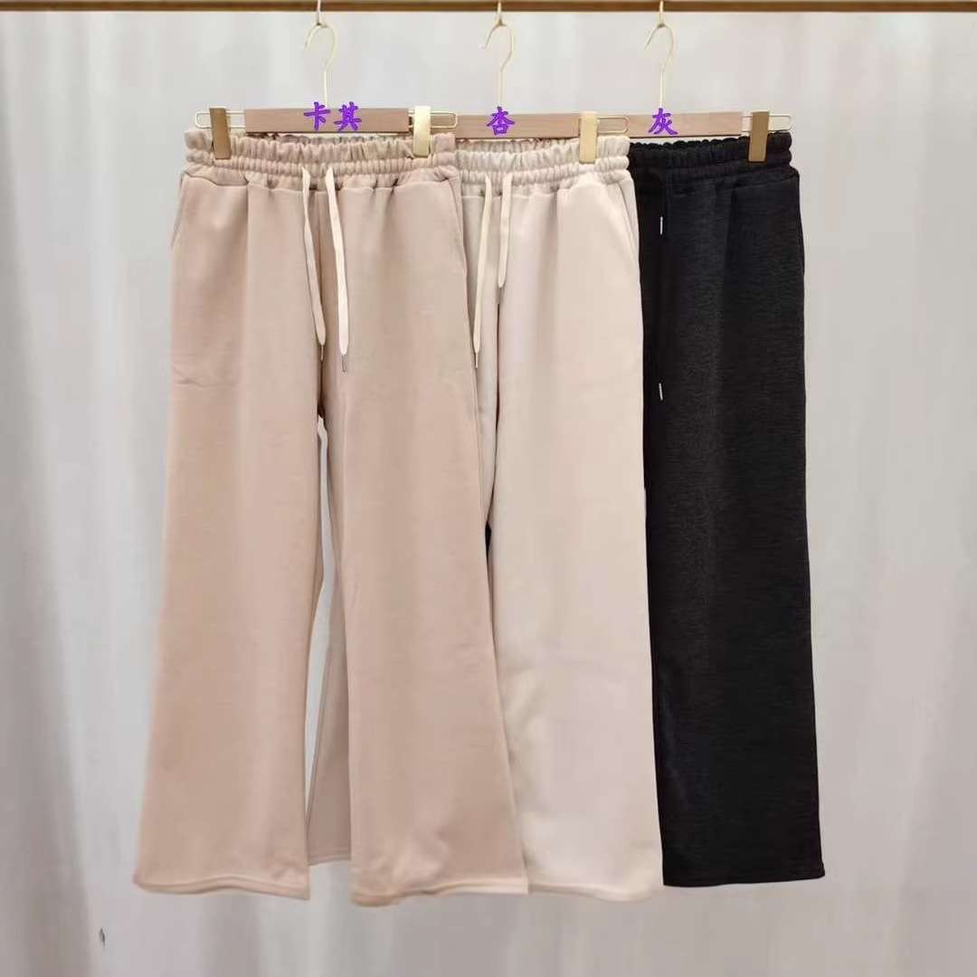 Otoño y invierno de 2025, cintura elástica, estampado en herringbone, pantalones casuales de piernas anchas y pantalones largos. image 1