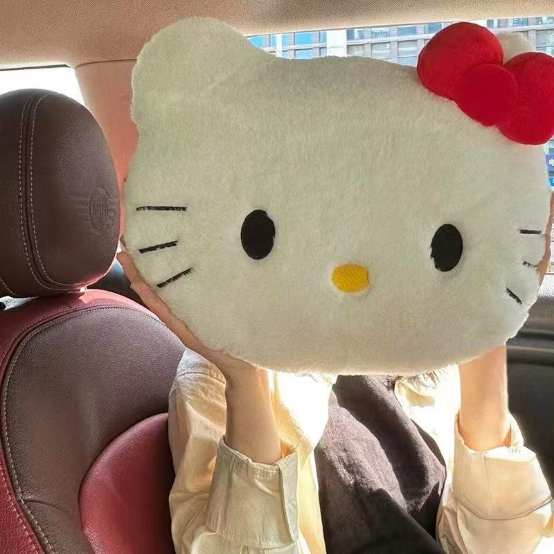 漫画風リボン付き大きな頭枕、ベッドサイドクッション、可愛いペットのぬいぐるみ、人形、猫の寝室用おもちゃ|undefined