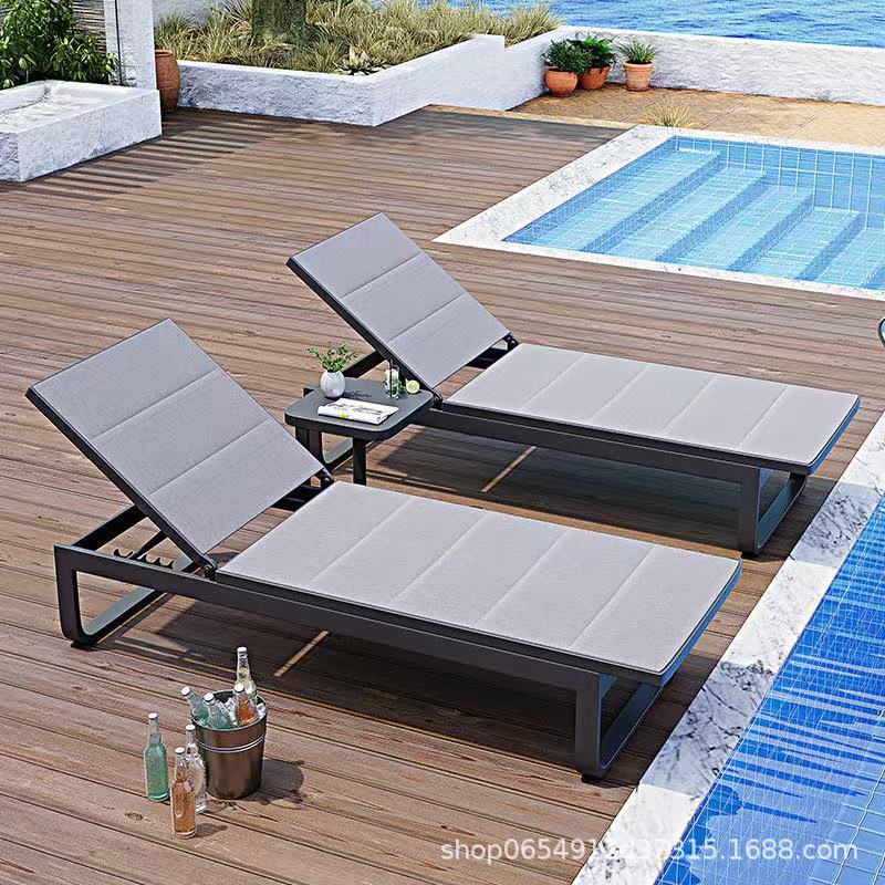 Silla de playa al aire libre de aleación de aluminio, cama de piscina, villa, jardín, hotel, casa de familia, lugar de ocio al aire libre, cama de descanso