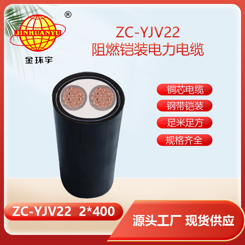 金环宇电缆 铠装阻燃电缆ZC-YJV22 2X400平方 yjv22电力电缆
