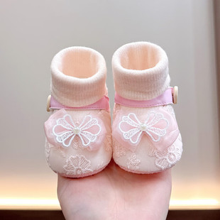 Baby Shoes and Socks Spring & Fall Newborn Baby Soft-Soled Floor Socks Shoes Non-Slip Lace Princess Toddler Shoes Anti-Falling Shoes