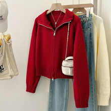 冬季加厚拉链毛衣温暖舒适酒红色白色湖蓝色绿色桔红色粉红色黄色
