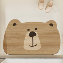 卡通萌趣异形动物头像硅藻泥地垫浴室卫生间门口吸水防滑脚垫批发