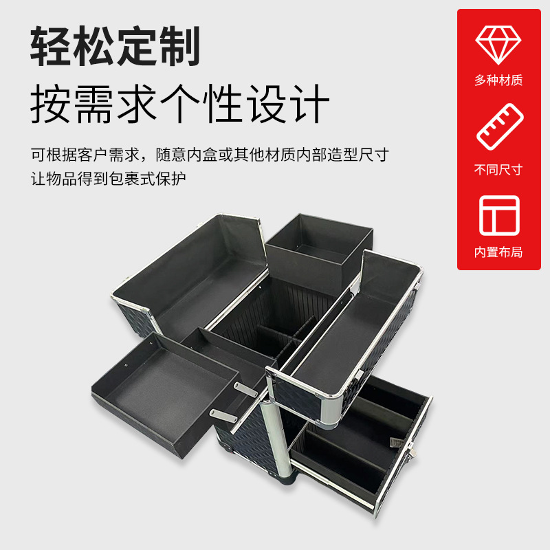 Venta al por mayor caso cosmético aleación de aluminio portátil tatuaje bordado Caja de Herramientas uñas belleza pestañas maquillaje multi-caja de almacenamiento de gran capacidad