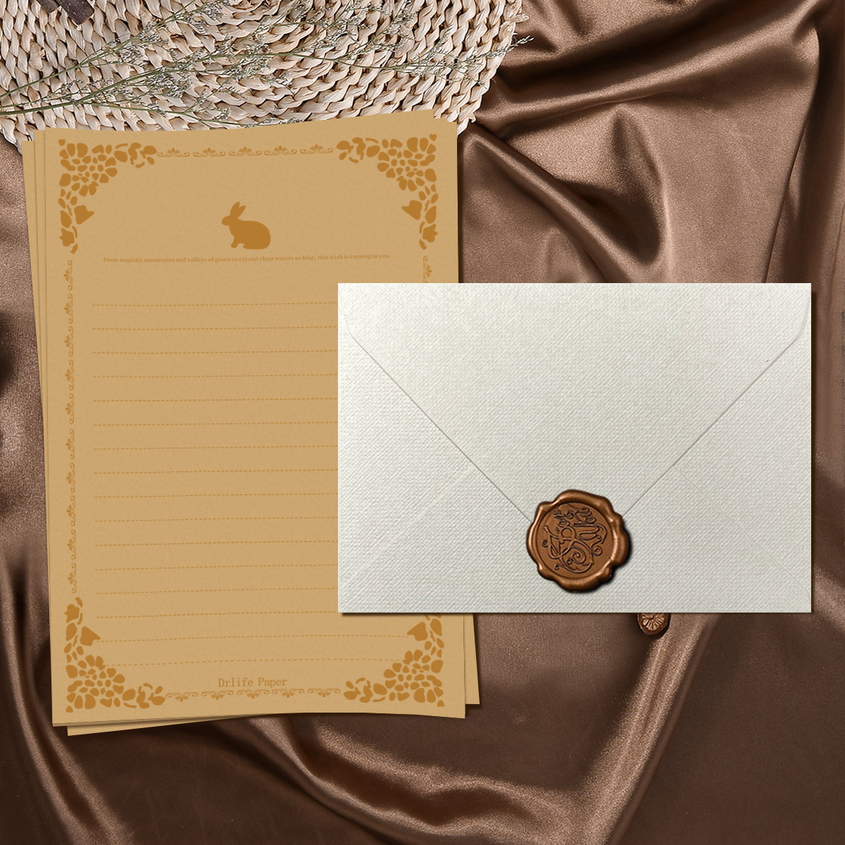 Sobre de lino conjunto de papel de carta retro carta de amor de estilo chino cuero especial papel de invitación postal sobre de pintura