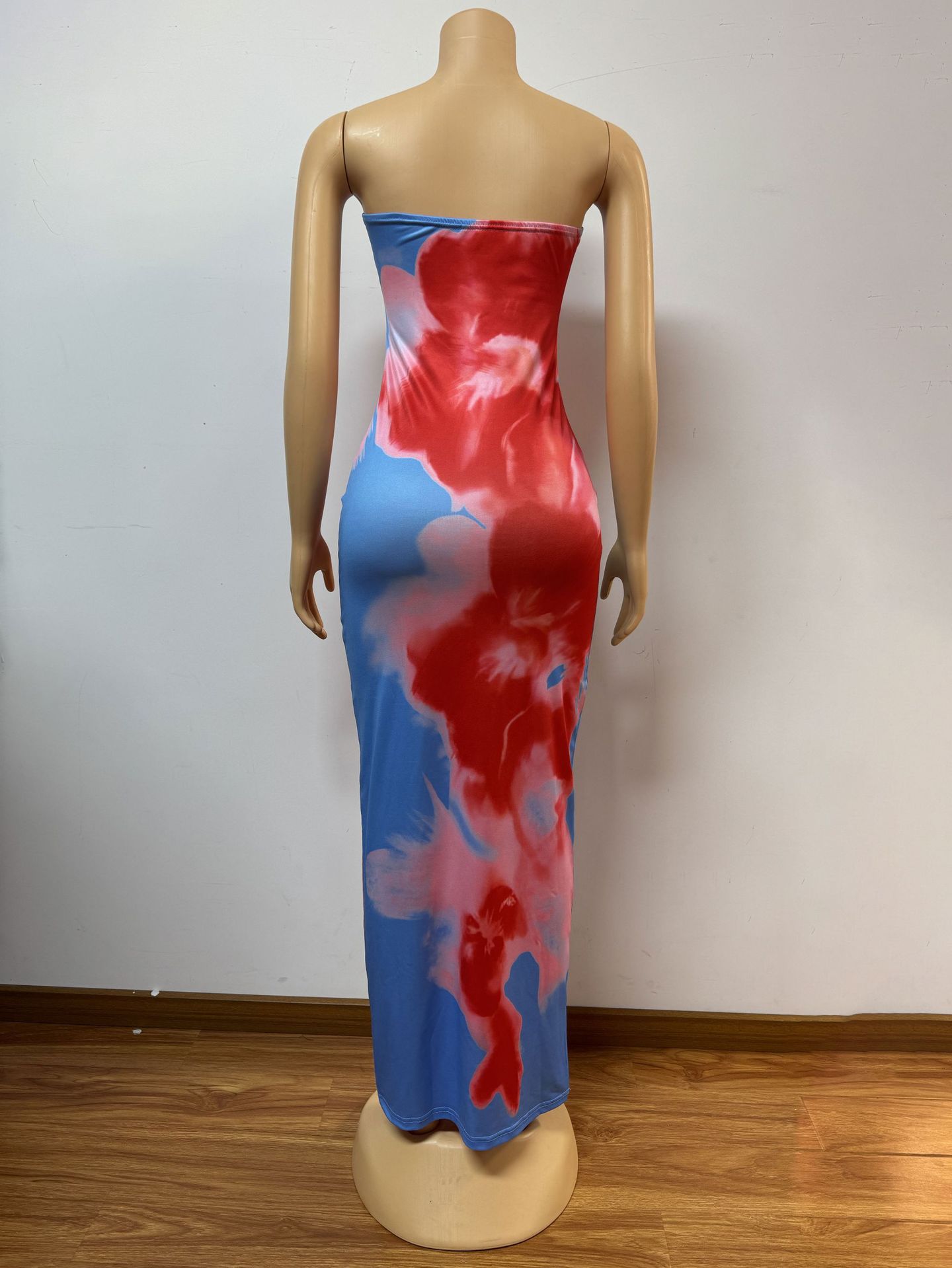 Women's Slim Fit Strapless Floral Dress Backless Long Skirt For Fashion_ecoleips.com