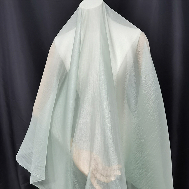 丁香绉起皱欧根纱面料 背景纱幔软密网纱汉服布料透明婚纱纯