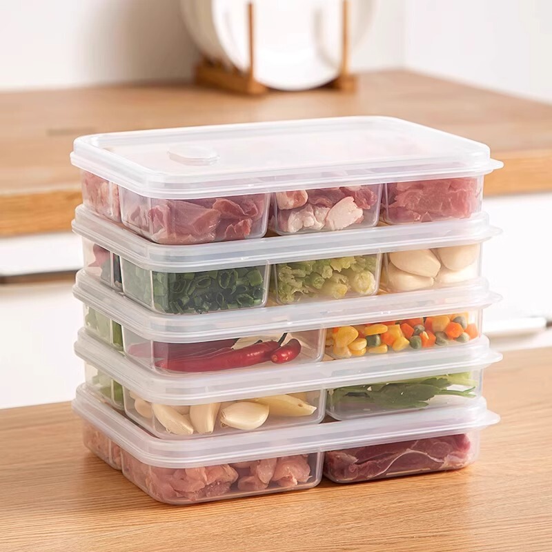 4コンパートメント冷蔵庫冷蔵保存ボックス食品グレードの包装鮮度保持ボックス密封食品冷凍肉玉ねぎ生姜ニンニク野菜付き|undefined