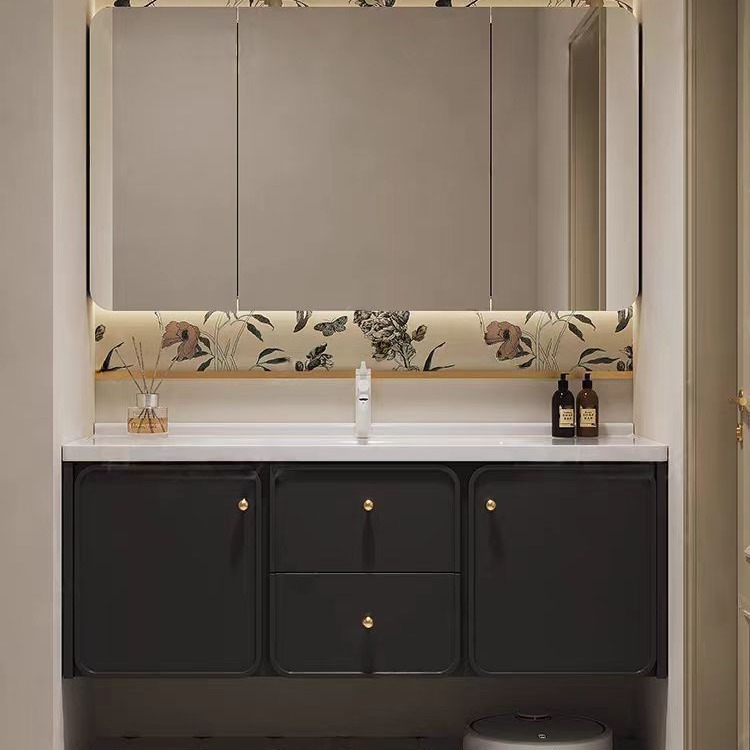 Gabinete de baño inteligente de roble americano y francés, lavabo moderno, lavabo, lavabo retro, lavabo, gabinete de baño