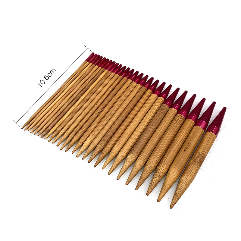 Suéter aguja herramienta de tejer cuerda desmontable Cambio de aguja anillo de bambú carbonizado aguja 13 pares conjunto con bolsa de accesorios