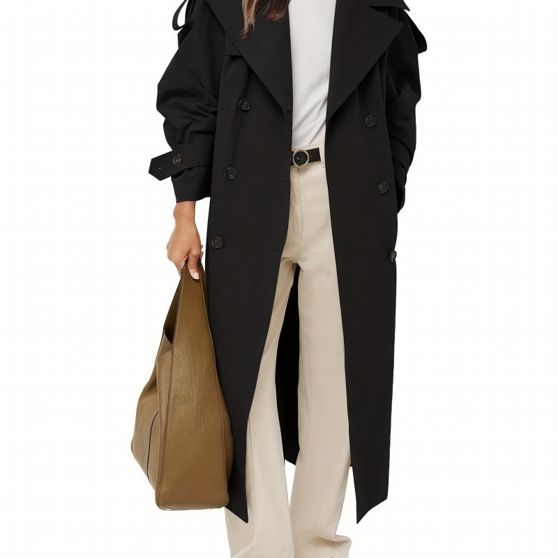 Oversized Windproof Trench Coat Double Womens Oversized 跨境|undefined