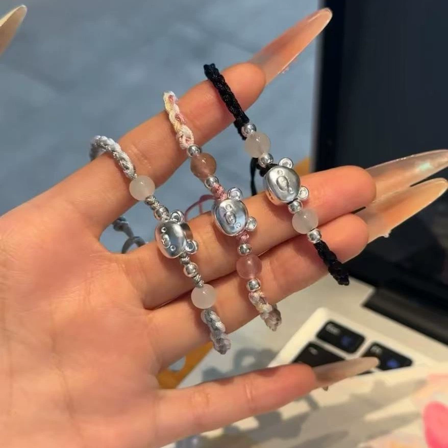 Браслет Rilakkuma, браслет ручной работы, расслабляющий медведь, милый мультяшный повседневный нишевый дизайн, браслет для пары