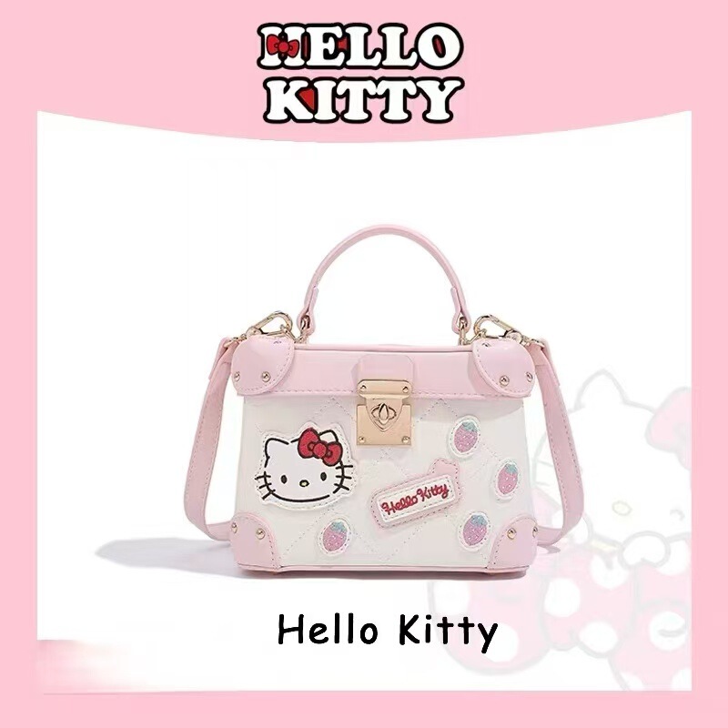 Hellokitty Sanrio Hello Kitty Box Bag with Contrasting Color Embroidery and Quilted Design, Versatile Shoulder and Crossbody Bag Hellokitty Sanrio Hello Kitty Box Bag with Contrasting Color Embroidery and Quilted Design, Versatile Shoulder and Crossbody Bag