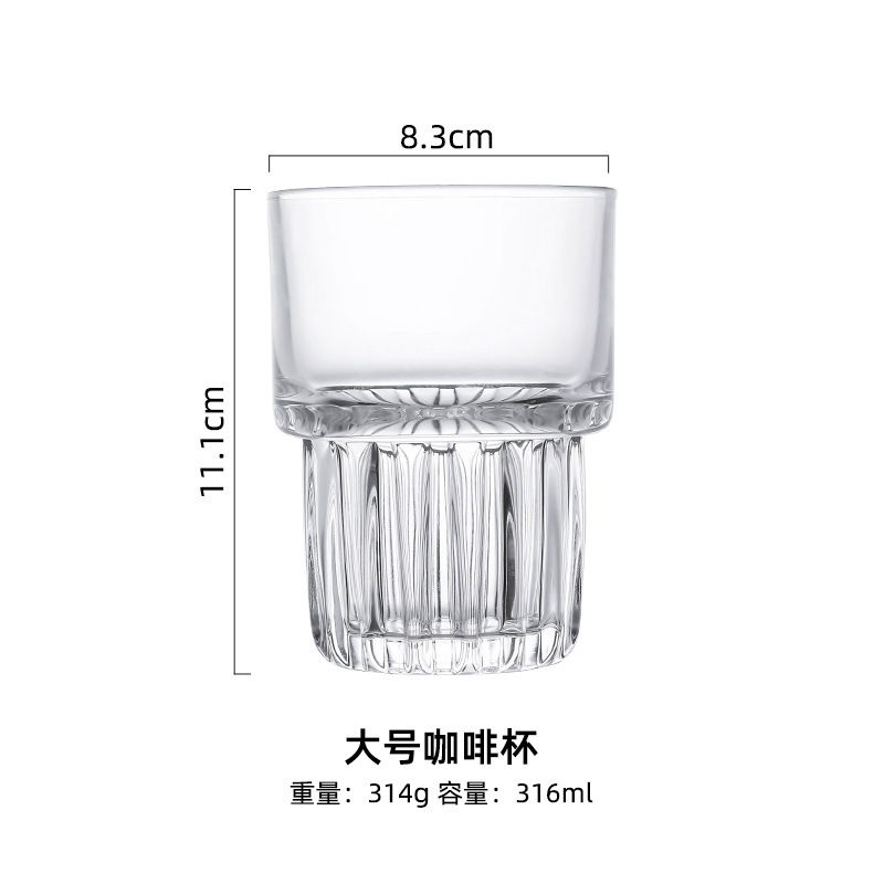 Retro casero americano taza de café helado transparente fría extracción de vidrio latte taza pequeña taza de agua de bebida se puede laminar en