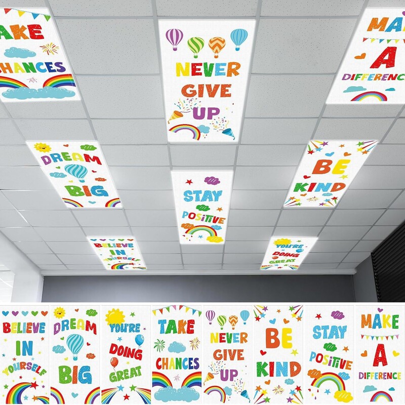 Amazon's New English Letter Ceiling Light Strip Decorative Magnetic Lampshade Classroom Office Layout Lampshade