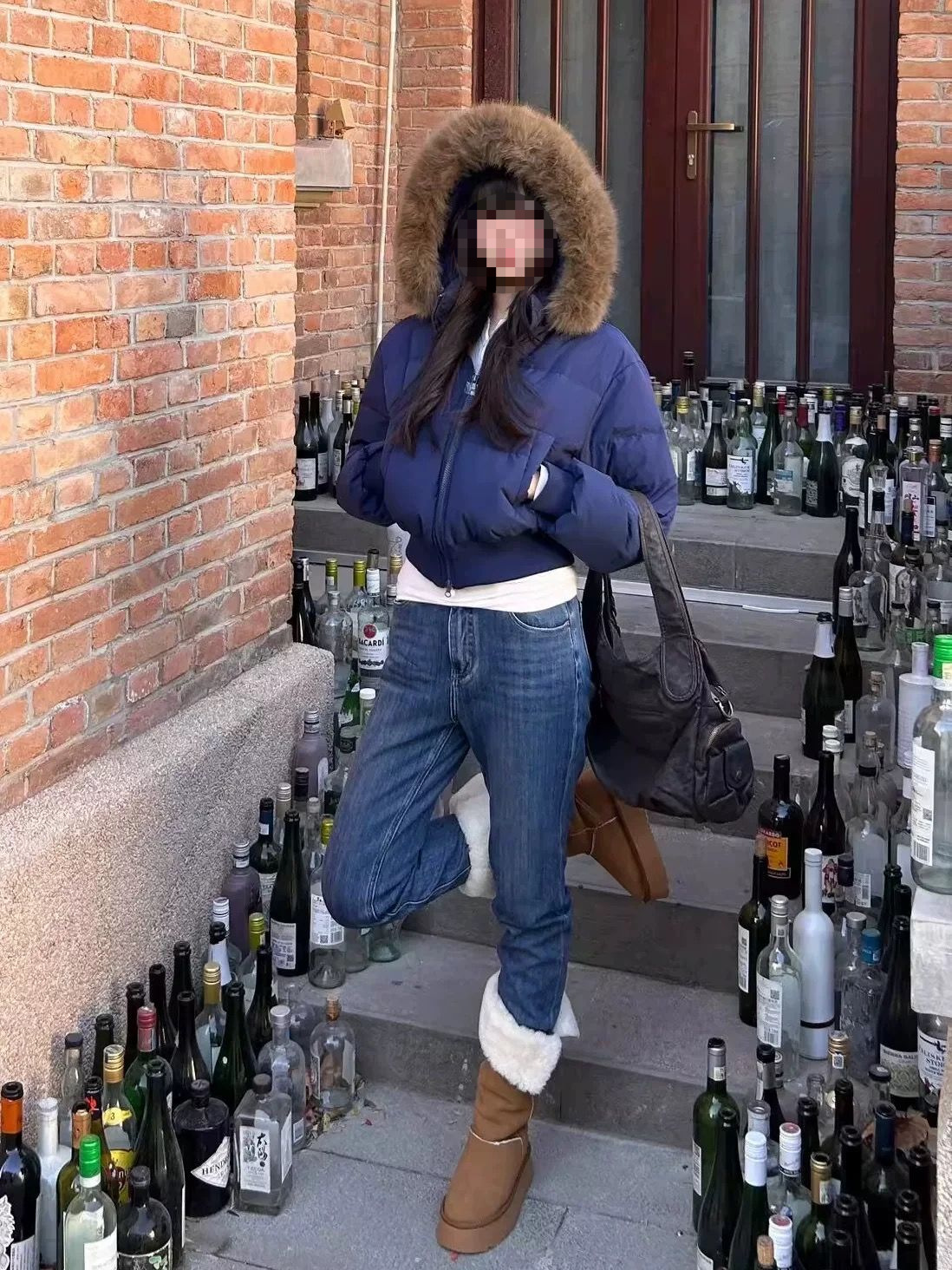 Women's Down Jacket With Fur Collar Petite Waist-cinching Coat_voghion.com