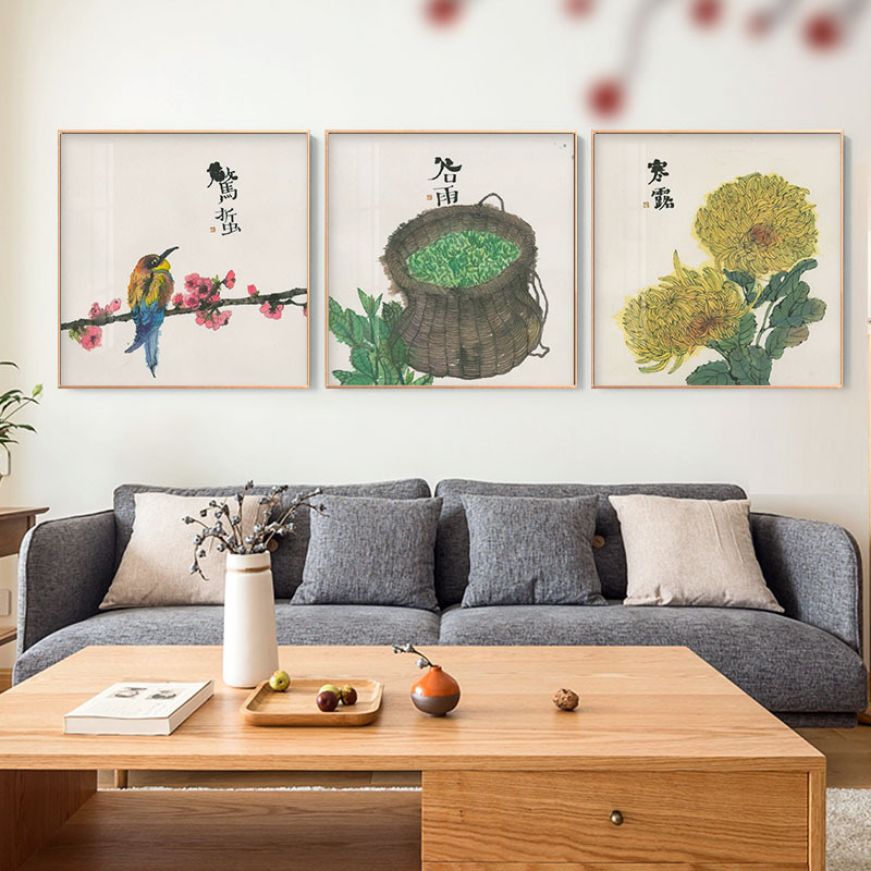 New Chinese style Li Zhimi living room decorative painting kitchen dining room hanging painting sofa background wall mural 24 solar terms
