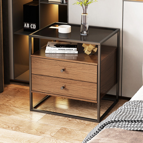 Bedside table modern minimalist bedroom rental room storage mini bedside cabinet Italian light luxury style small storage rack