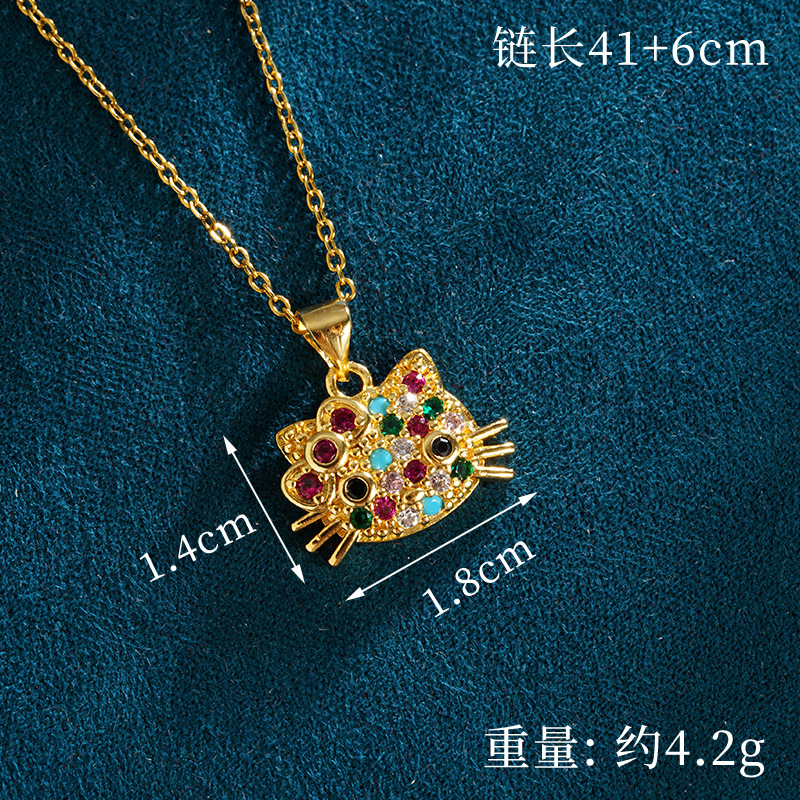 Nuevo collar de oro de arena vietnamita, lujo ligero, diamantes de alta gama, lindos pendientes de gato, joyería simple y duradera para mujer