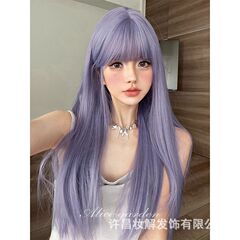かつらの女性の長い髪の新型のスミレのlolitaの灰色の紫色のcosの長いまっすぐな髪のjk全体のカバー式の全体のかつら