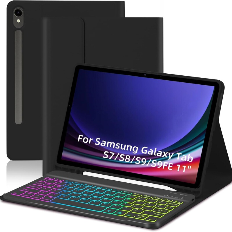 For Samsung Galaxy Tab S6 S7 S8 S9 S9FE 11 Colorful Backlit Bluetooth Keyboard Case For Samsung Galaxy Tab S6 S7 S8 S9 S9FE 11 Colorful Backlit Bluetooth Keyboard Case