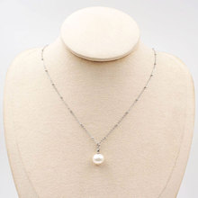 豌豆公主单颗淡水珍珠项链银色不褪色链条轻奢时尚项链 耳环