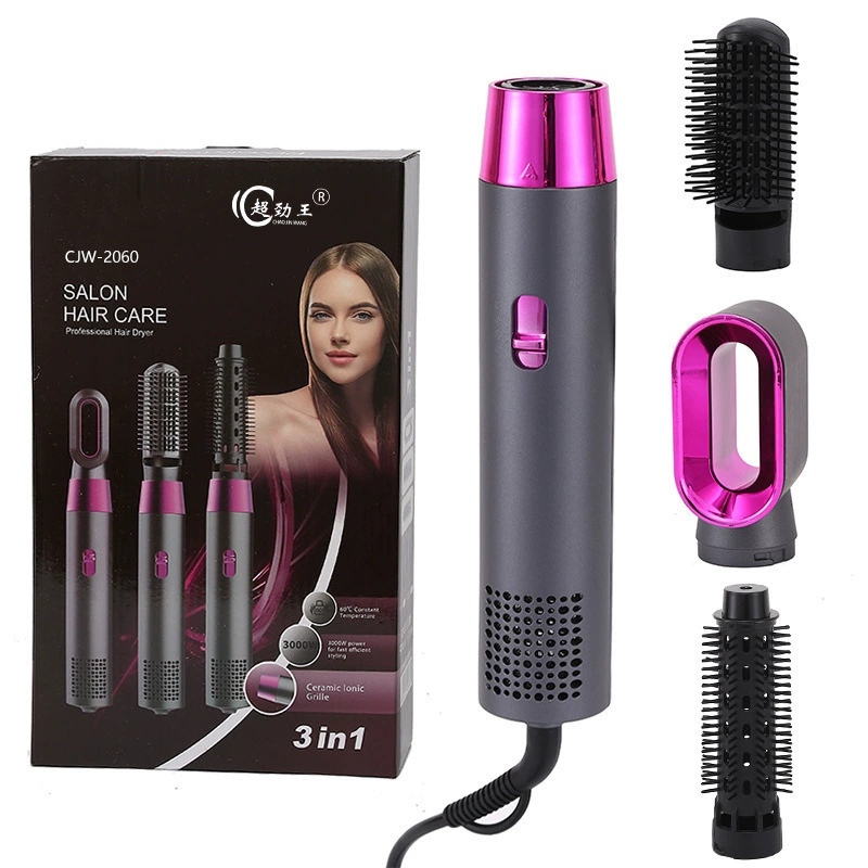 Cross -border multi -function 3 -in -hair combing home hot wind combed hair curly hair two -purpose hair drying combat stick Amazon Amazon
