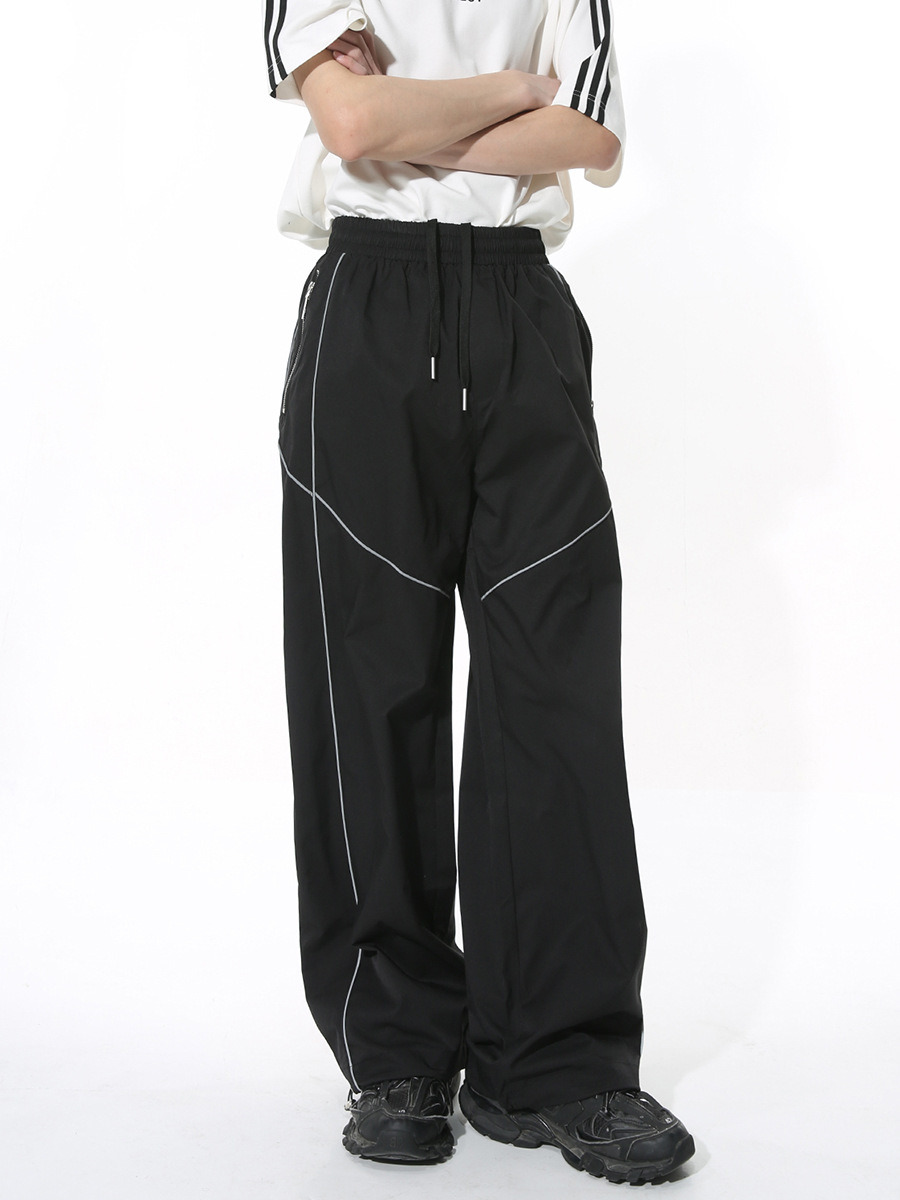 Mtlclothes ropa de Hombre | 2024 primavera nuevo nicho diseño línea brillante reflectante chaqueta con capucha traje moda