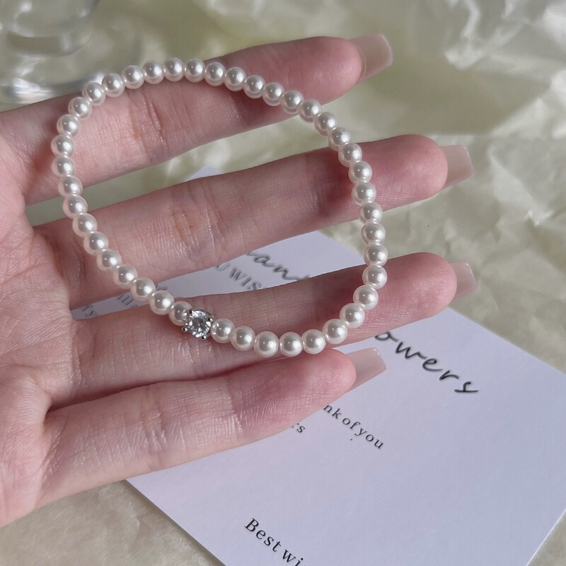 Pearl Square Diamond Bracelet Niche Style French Bracelet Jewelry