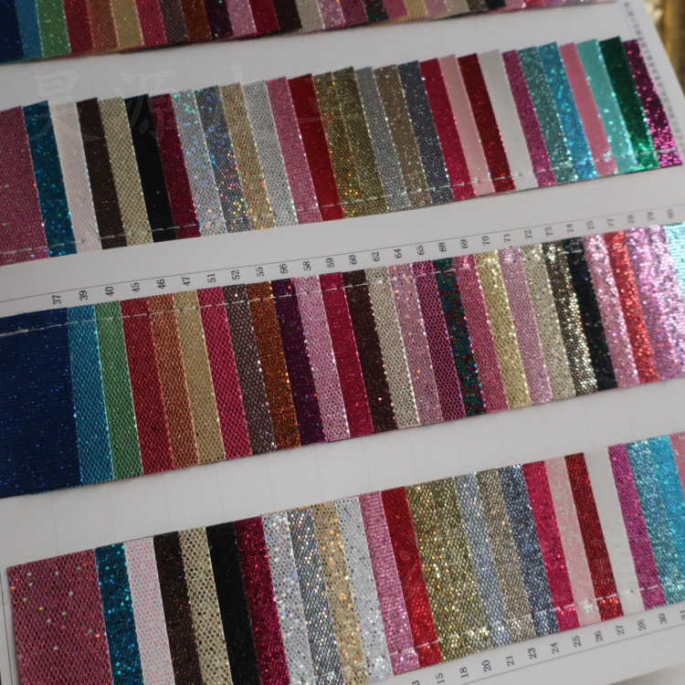 07003镭射星空格利特金葱闪粉圆网pu特殊皮革收纳包袋鞋材革面料