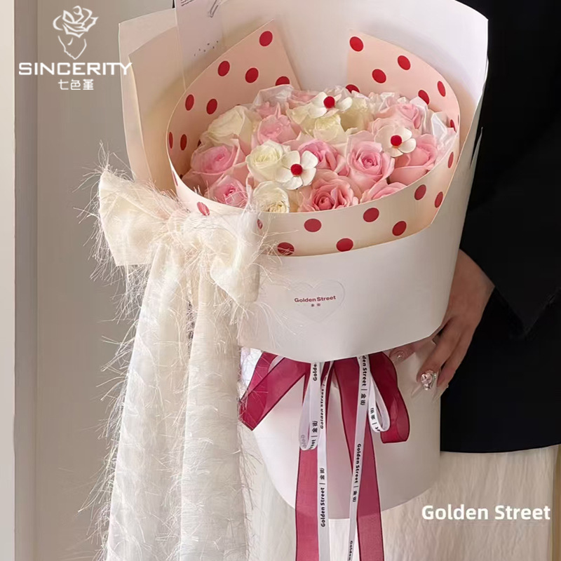 Día de la madre de siete colores 520 nuevos productos tela de gasa con borlas francesas lazo floristería decoración de bricolaje material floral