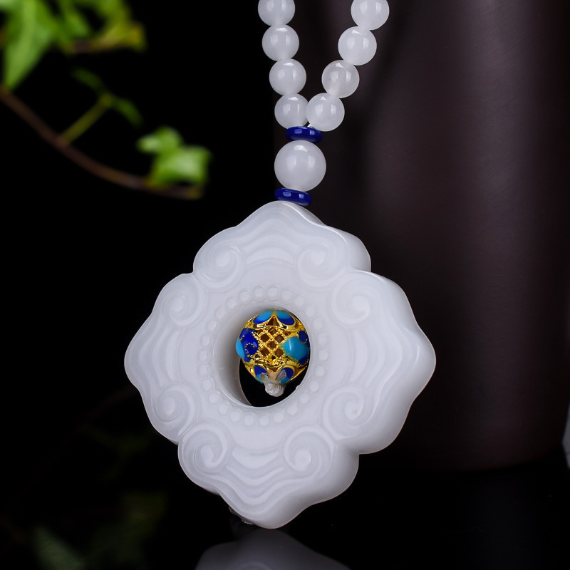 智贝详情图_5金丝玉双面如意纹项链女款毛衣链玉石挂件直播货源