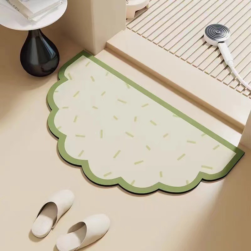 Semi-circular Diatomaceous Earth Bathroom Mat Quick-dry Non-slip_voghion.com